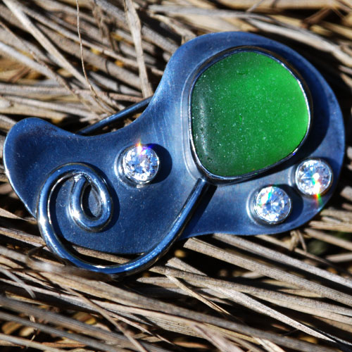 Sea Glass Brooches