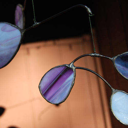 Purple Peony Stained Glass Mobile